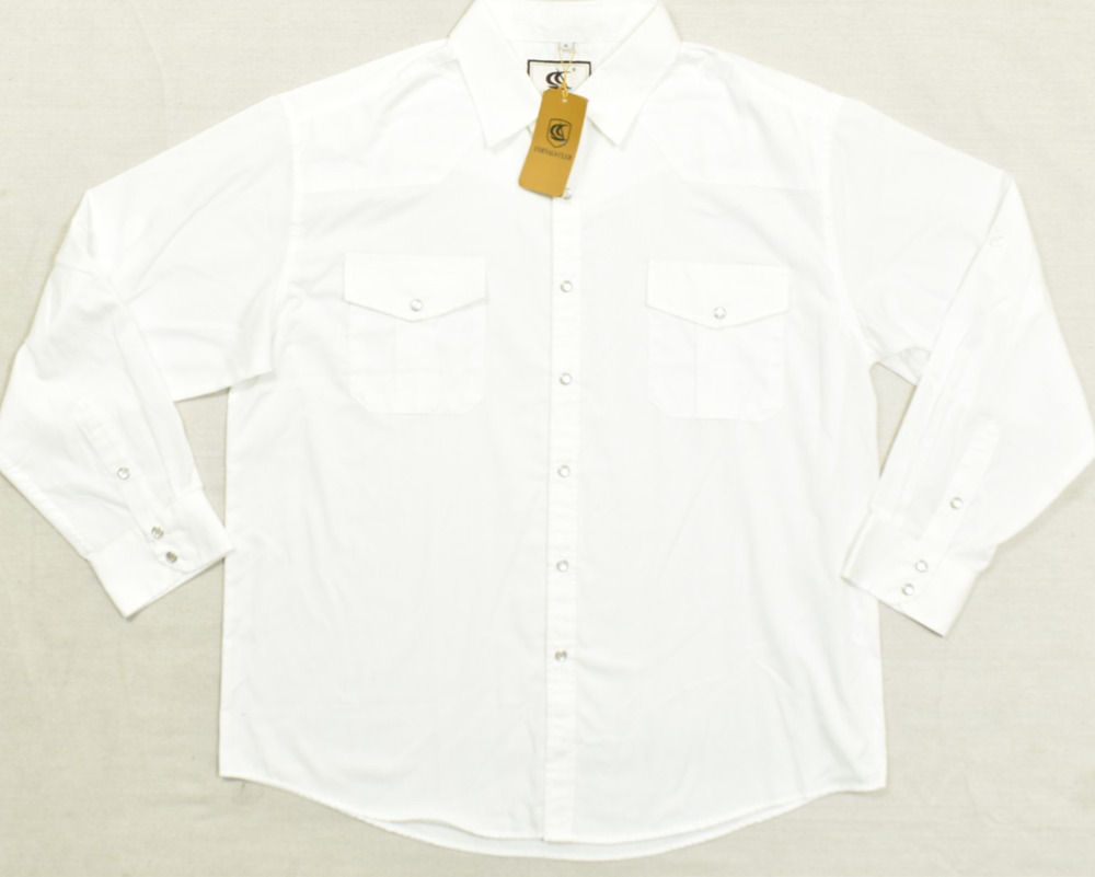 Coevals Club Mens XL White Western Snap Button Down Shirt Long Sleeve Poly NEW